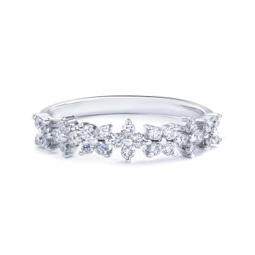  Petite Diamond Flowers Ring in 18K White Gold (0.41ct)