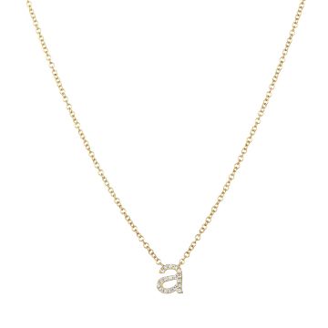 Petite Diamond "a" Initial Necklace in 14K Yellow Gold