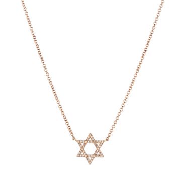 Diamond Star of David Necklace in 14K Rose Gold (0.10ct)