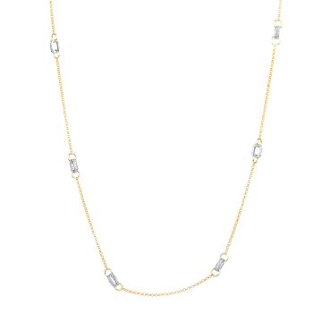 Two-Tone Diamond Link by the Yard Necklace in 14K White and Yellow Gold (0.19ct)