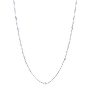 Double Chain Diamond by the Yard Necklace in 14K White Gold (0.14ct)