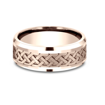 Men's Comfort Fit Celtic Knot Wedding Band in 14k Rose Gold (8mm)