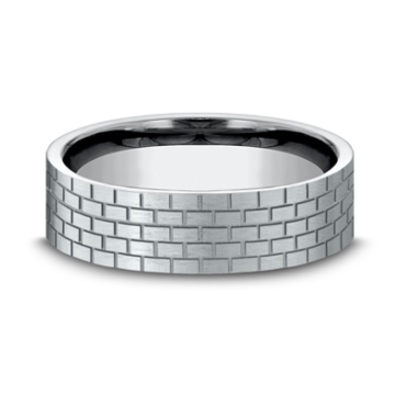 Men's Comfort Fit Brick Wall Wedding Band in Platinum (6mm)