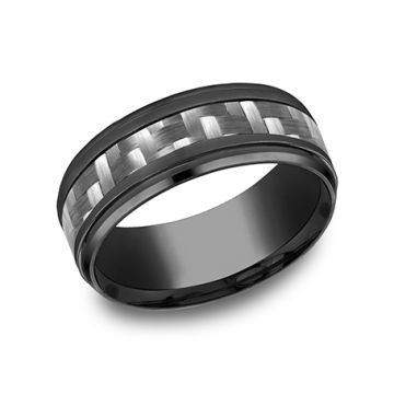 black-titanium-men's-wedding-band-carbon-fiber-inlay