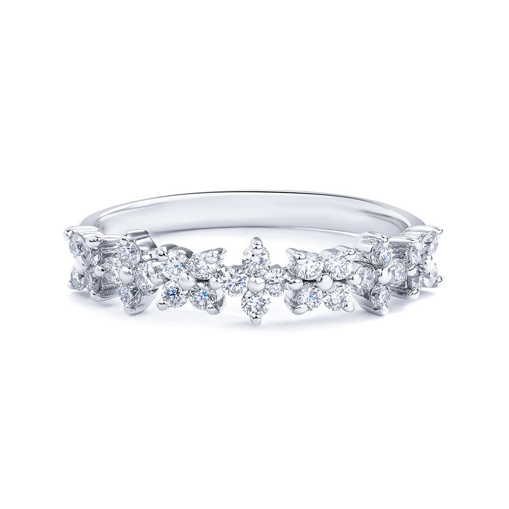  Petite Diamond Flowers Ring in 18K White Gold (0.41ct)