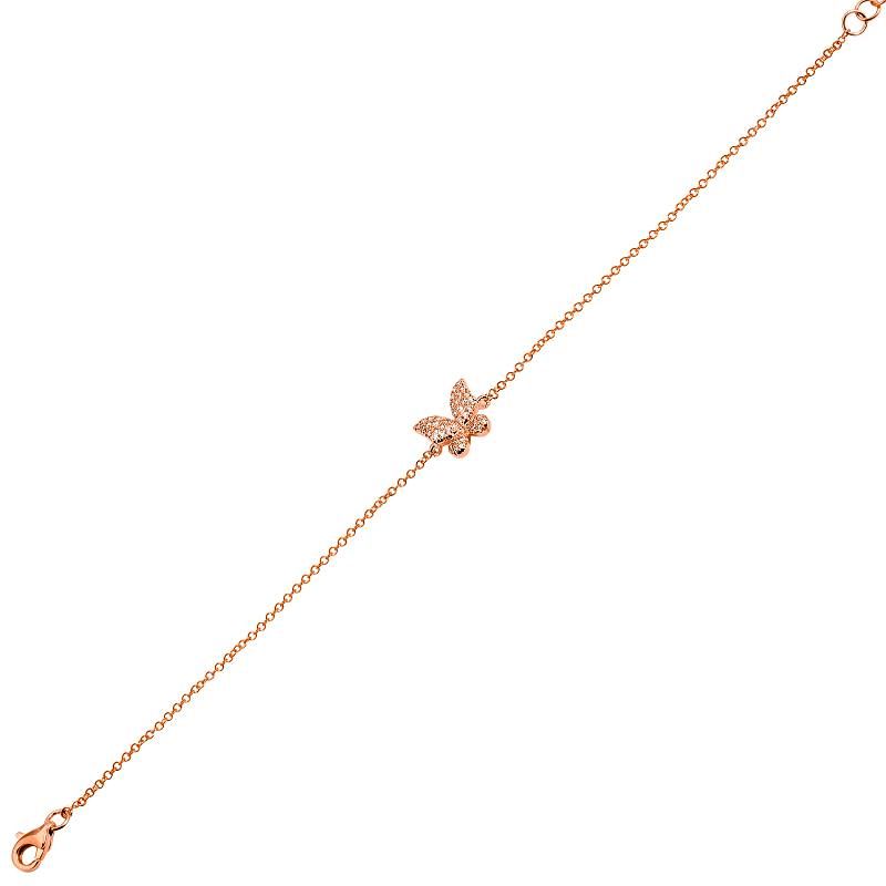 Petite Diamond Butterfly Bracelet in 14K Rose Gold