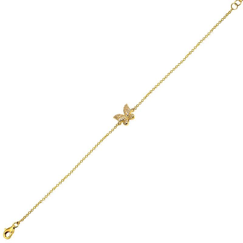 Petite Diamond Butterfly Bracelet in 14K Yellow Gold