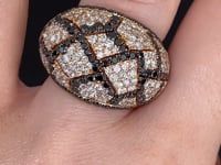 Black and White Pave Diamond Dome Ring in 18K Rose and Yellow Gold (5.03ct)