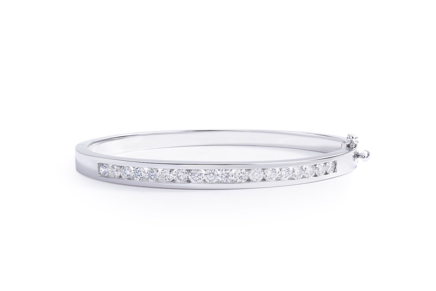 Channel Set Diamond Bangle in 14K White Gold (2.80ct)