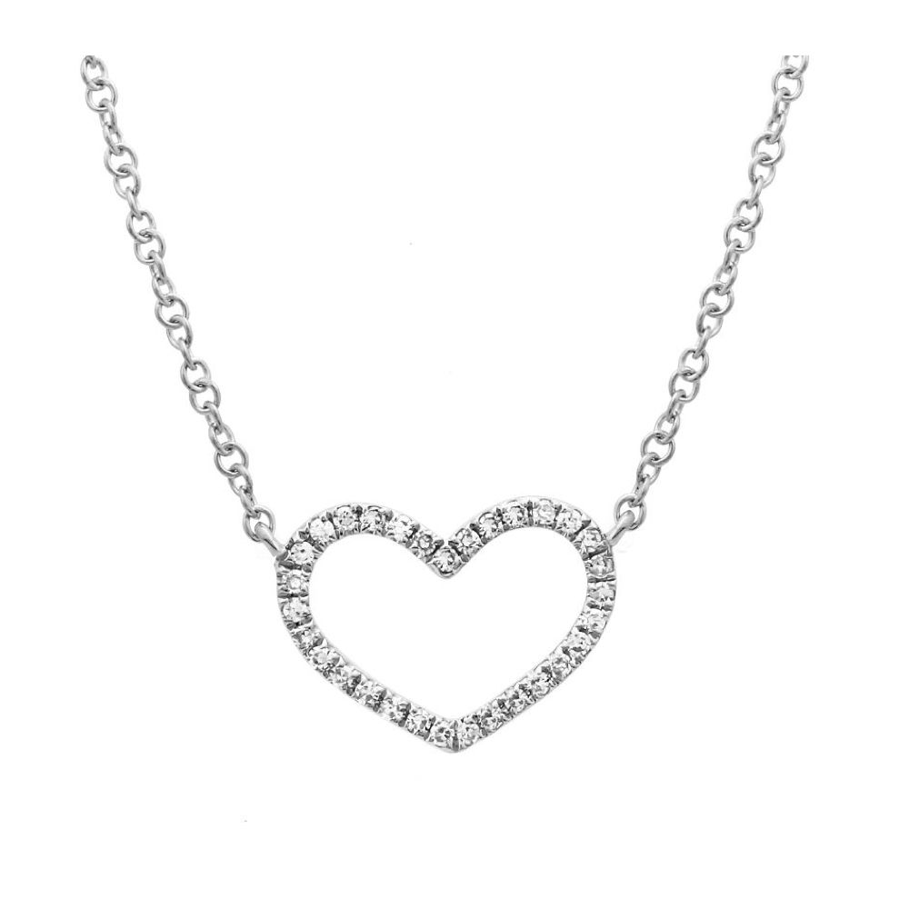 Open Mini Heart Diamond Necklace in 14K Gold (0.08ct)
