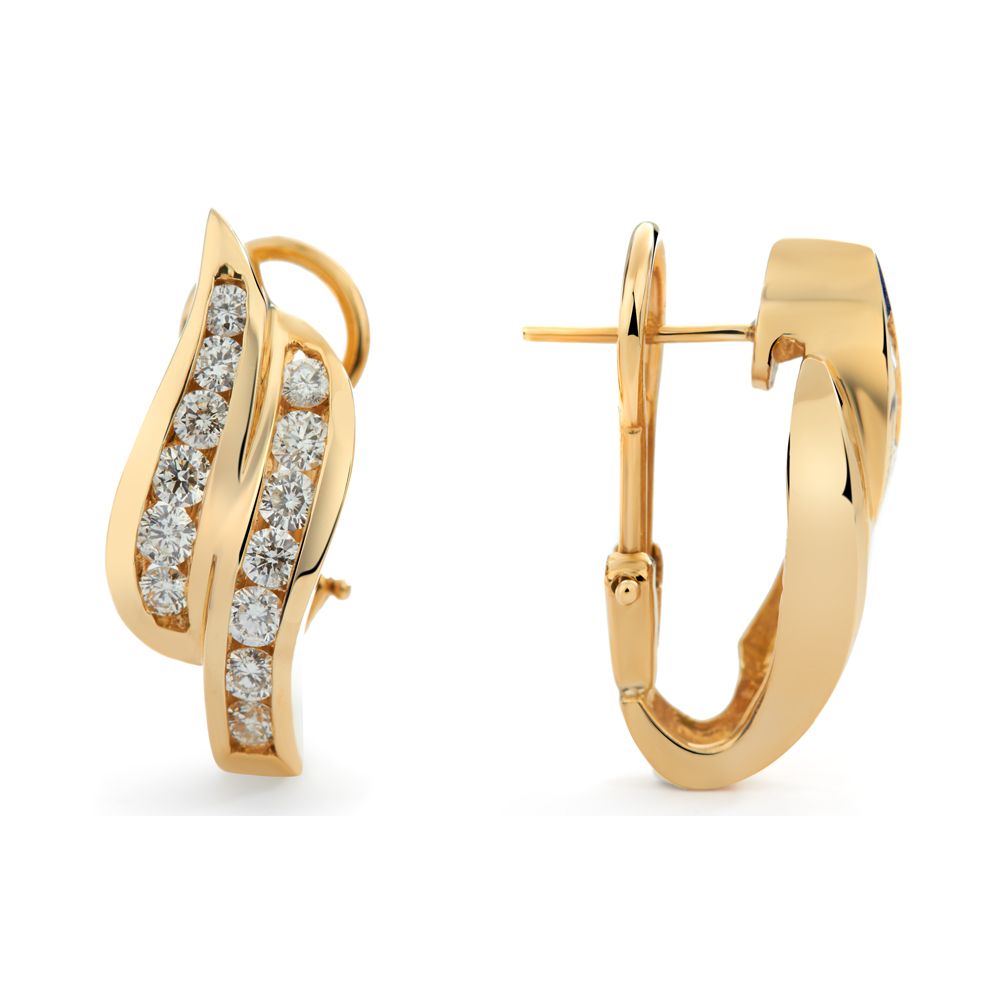 Double Row Diamond Hoop Earrings in 14K Yellow Gold (2.10ct)