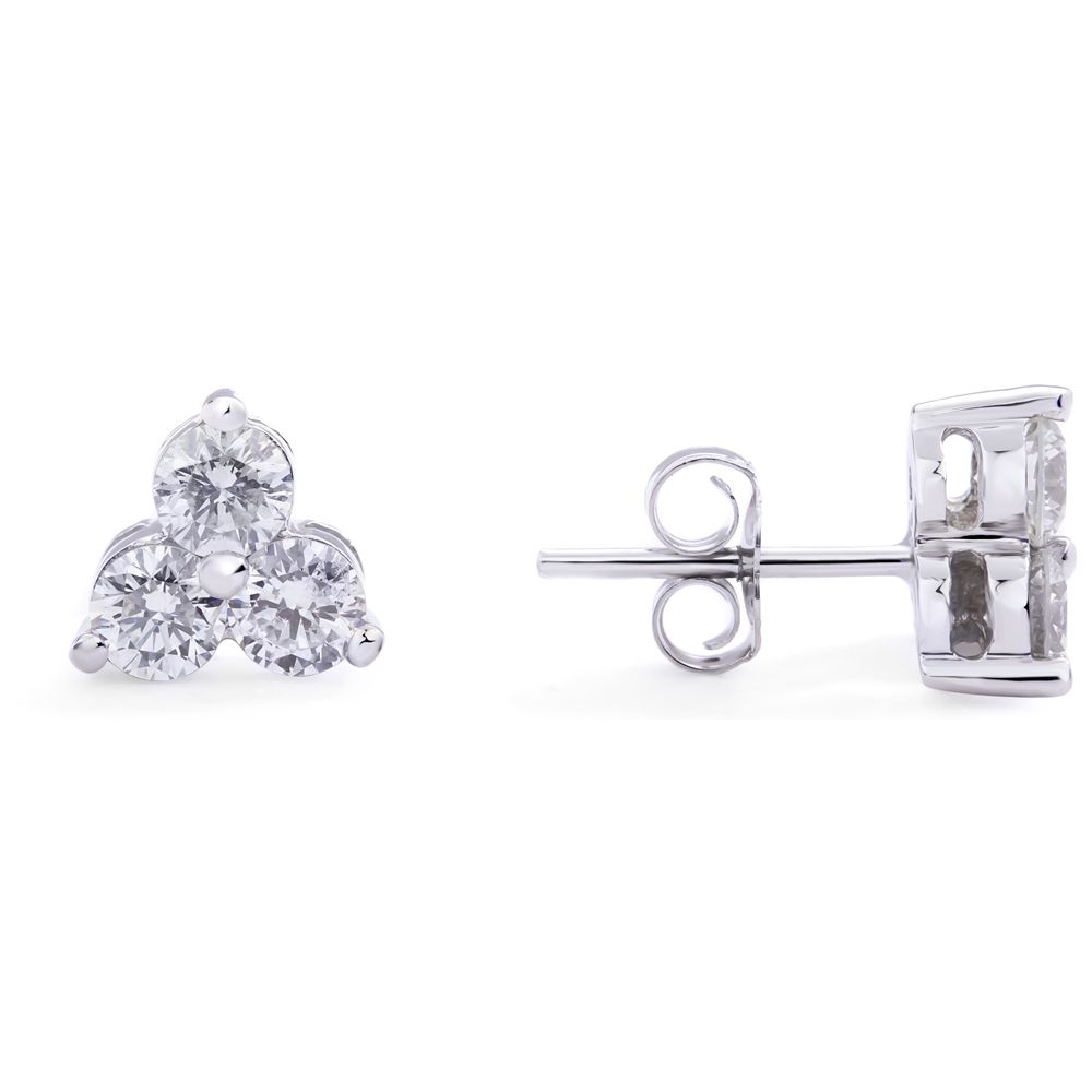 Three-Stone Diamond Studs in 14K White Gold (2.20ct)