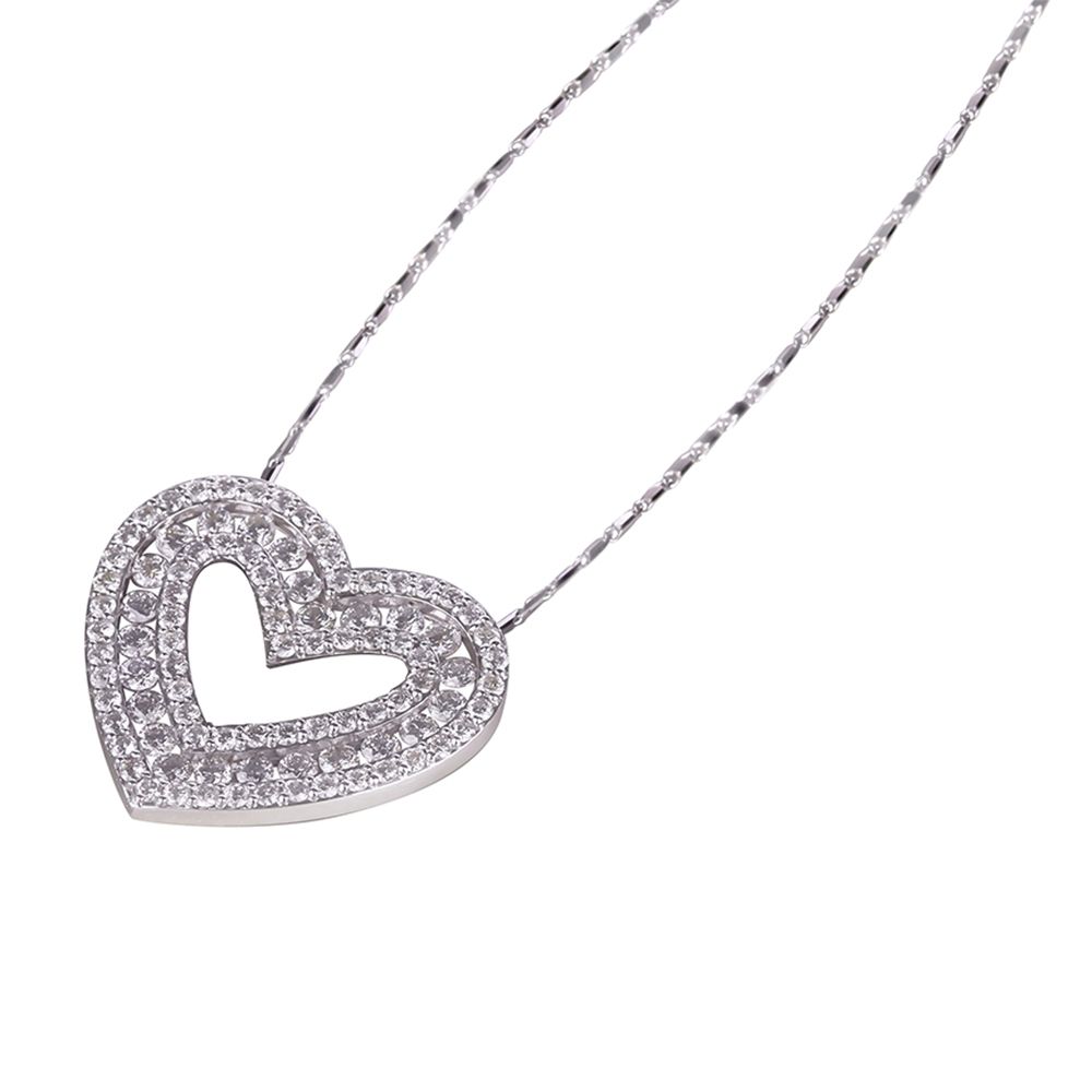 Open Heart Diamond Pendant in 14K White Gold (5.35ct)