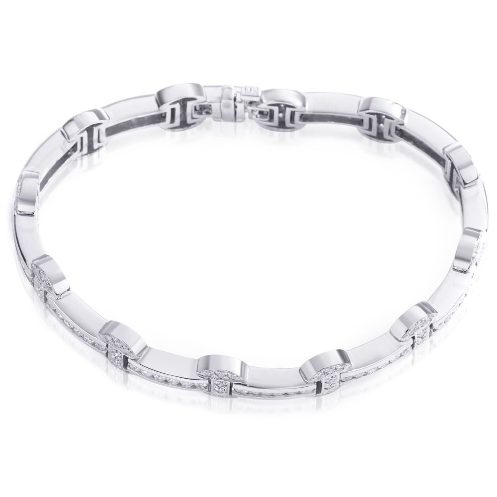 Diamond Link Bracelet in 14K White Gold (3.80ct)