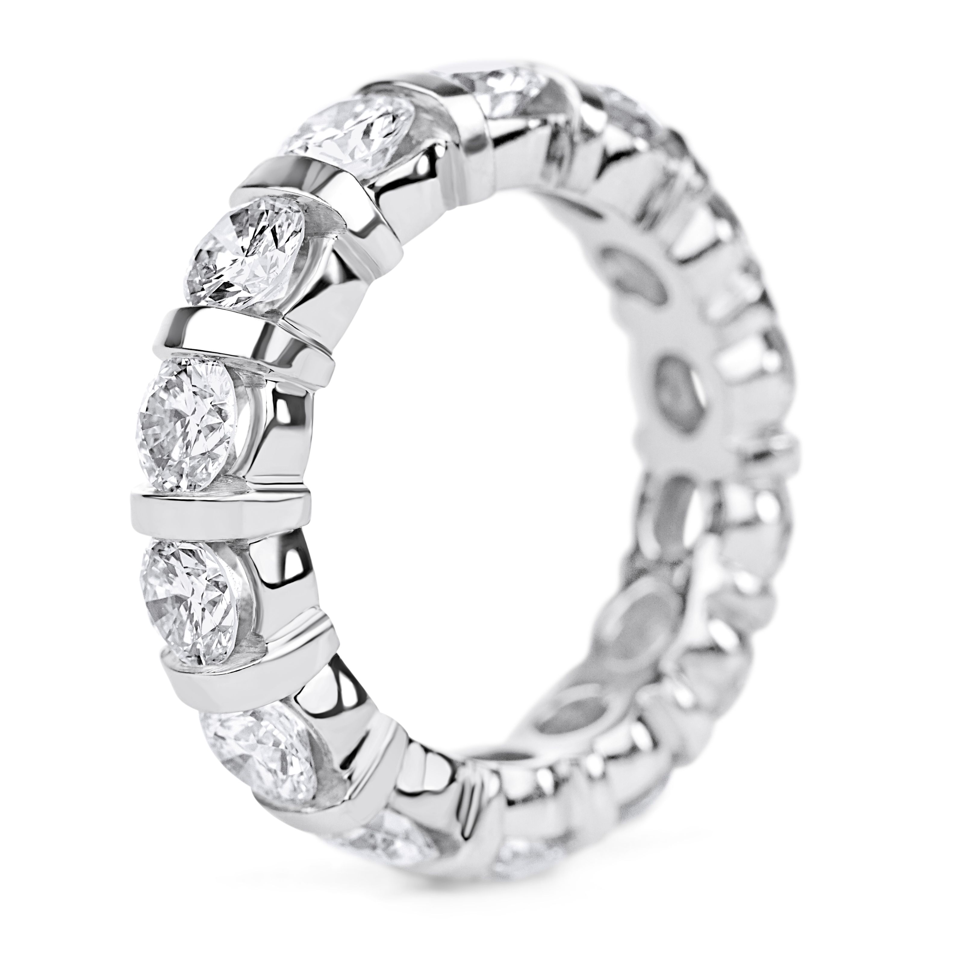Diamond Channel Bar Eternity Band in 14K White Gold (4.00ct) 