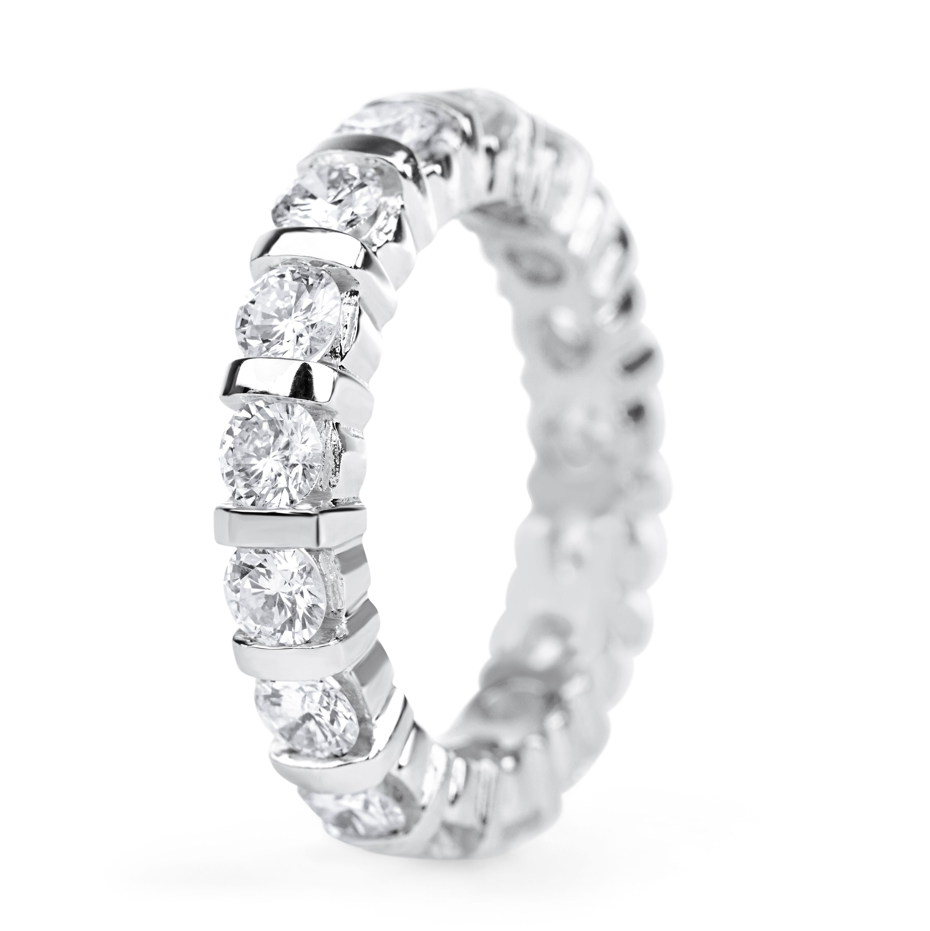 Channel Bar Diamond Eternity Wedding Ring in 14K White Gold (2.82ct) 