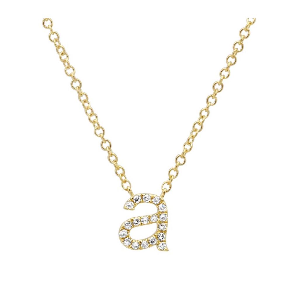 Lowercase Mini Diamond Initial Pendant in 14k Yellow Gold 