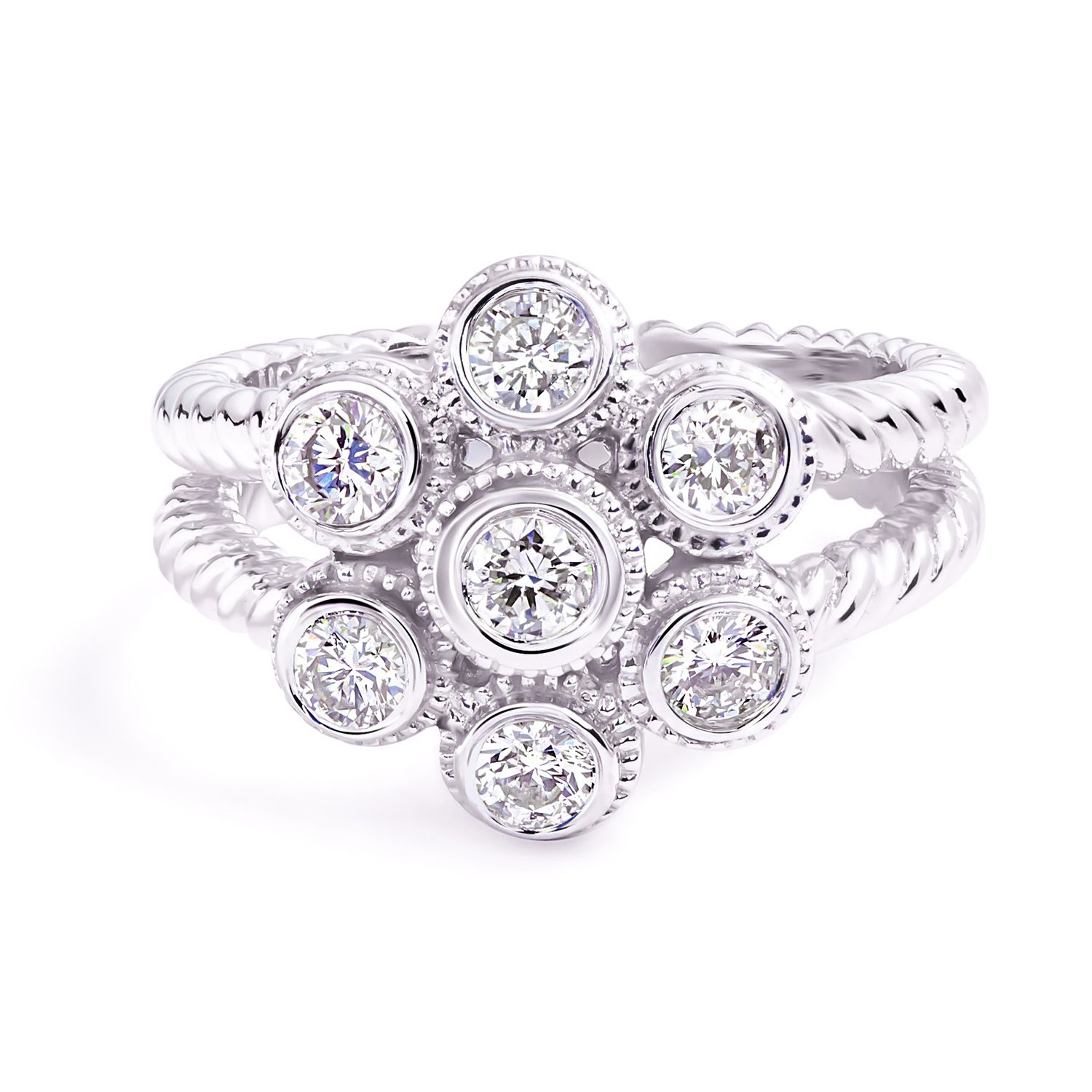 Diamond Daisy Ring in 14K White Gold (1.02ct)