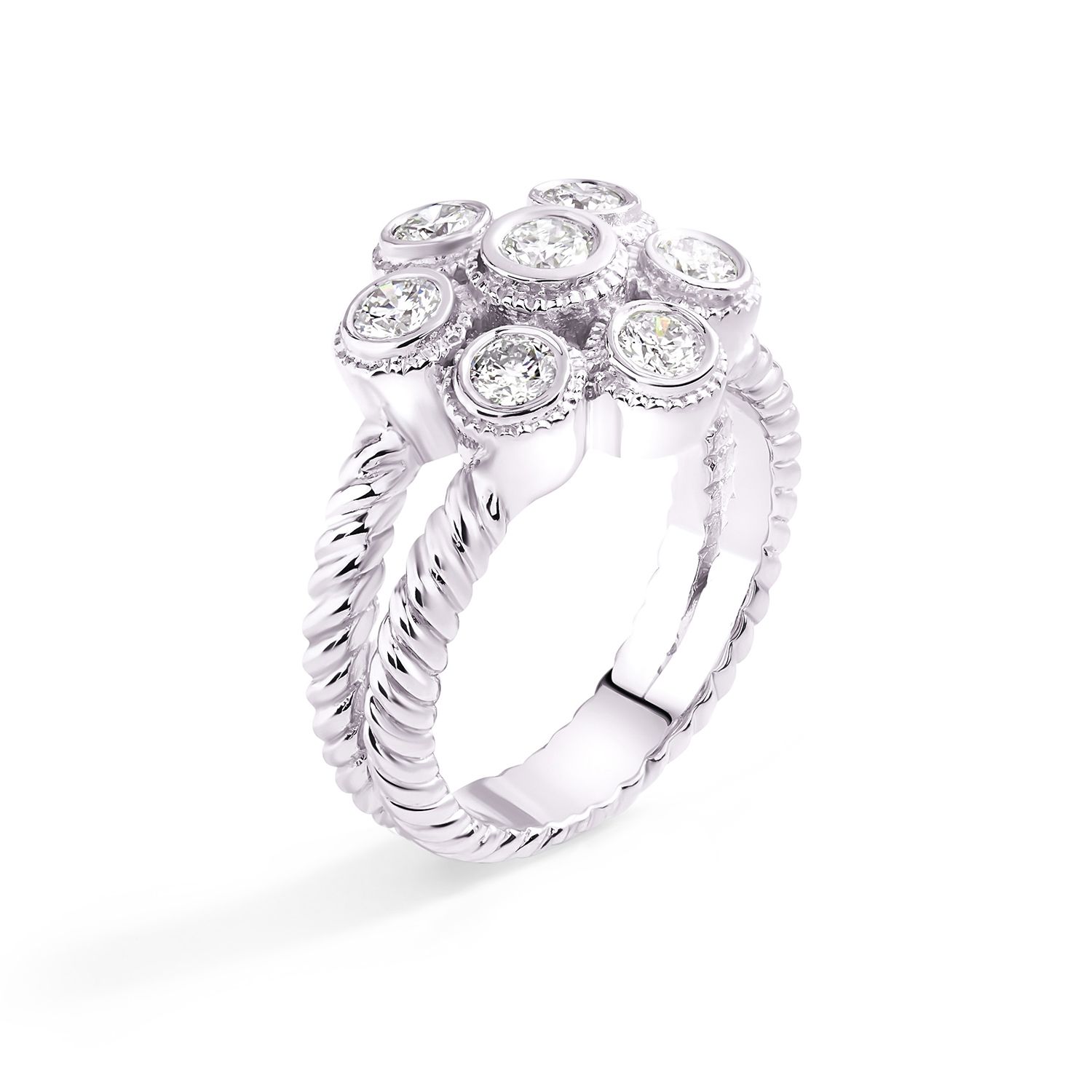 Diamond Daisy Ring in 14K White Gold (1.02ct)