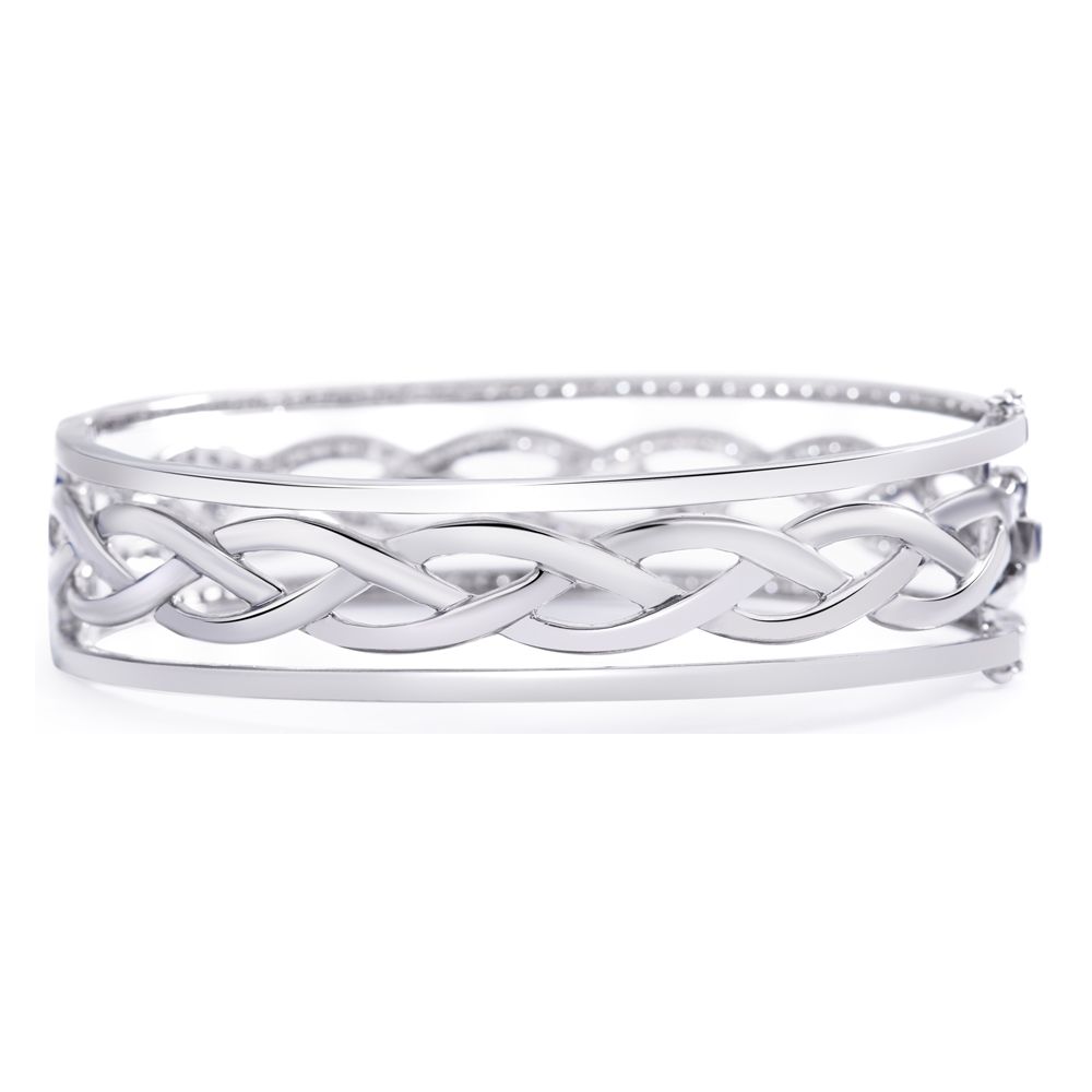 Lattice Braided Diamond Bangle in 14K White Gold (3.02ct)