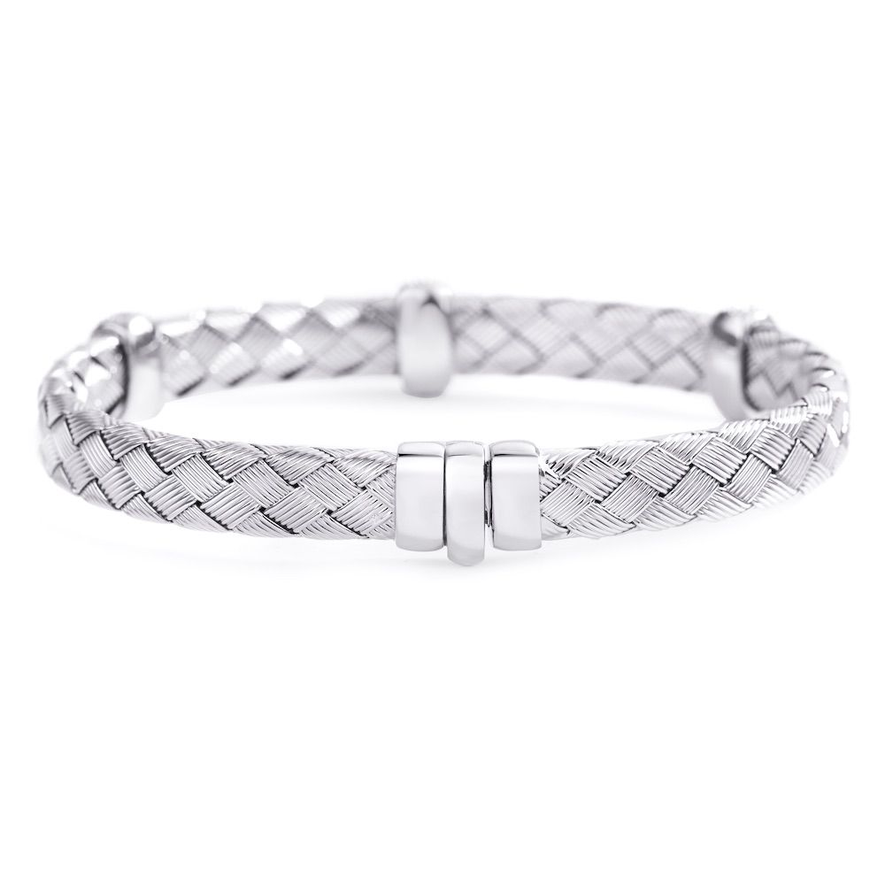 Woven Diamond Bangle in 14K White Gold (0.70ct)