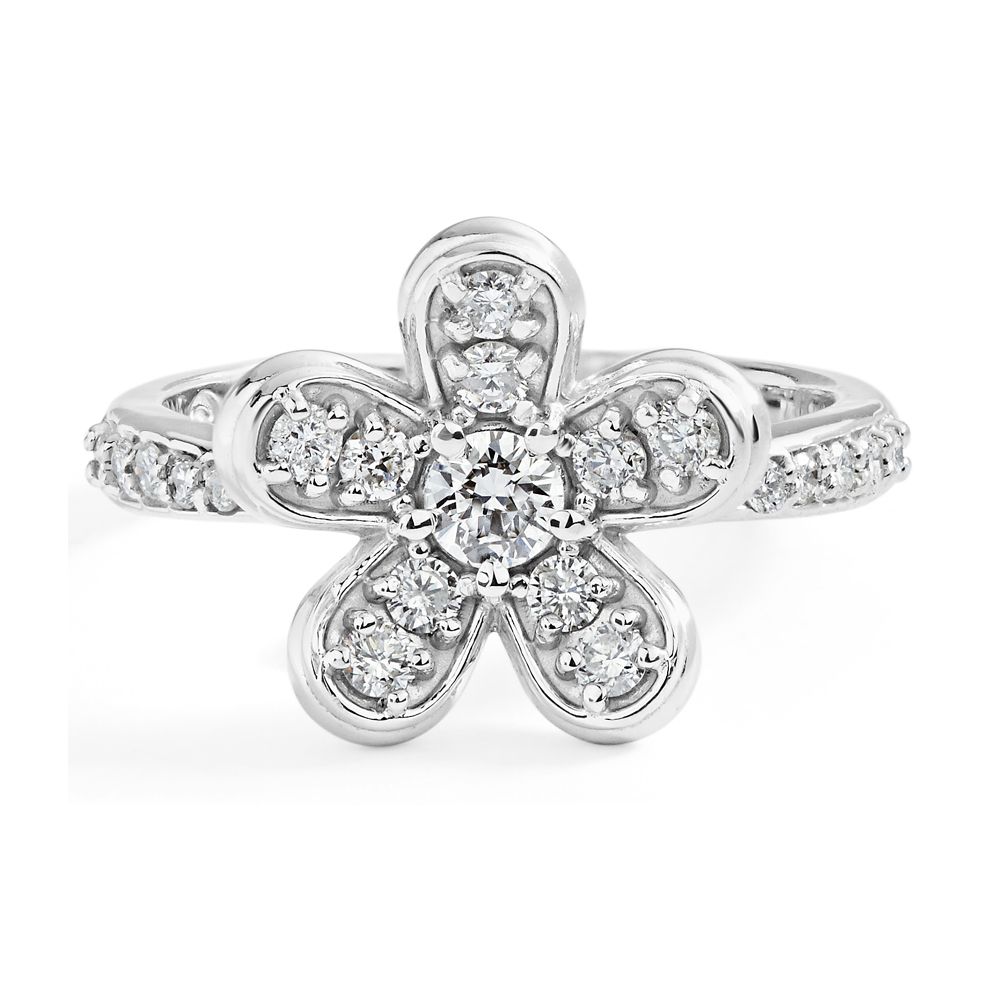 Petite Daisy Diamond Flower Ring in 14K White Gold (0.75ct)