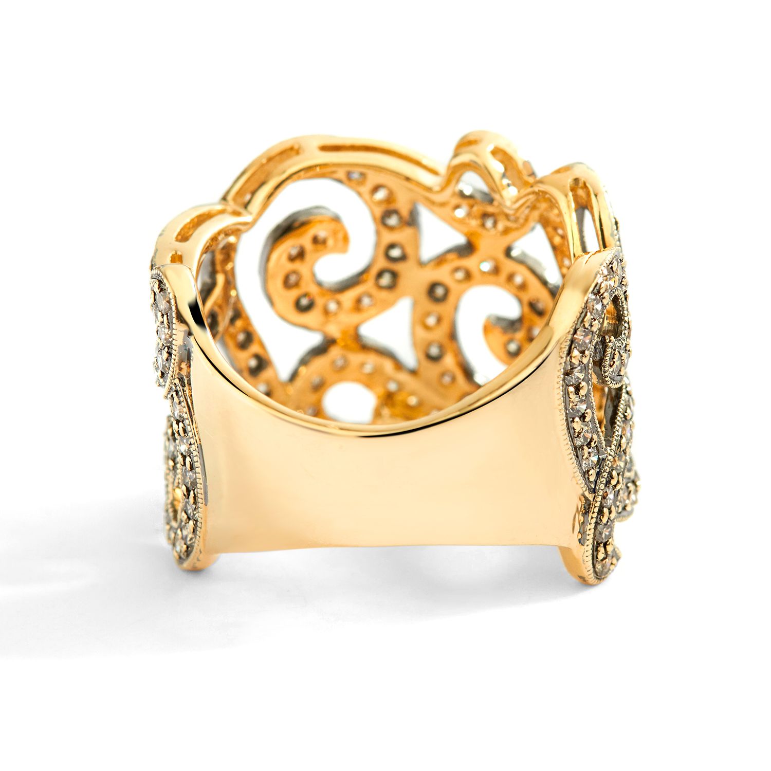 Champagne-Diamond Floral Ring in 14k Yellow Gold (1.51ct)