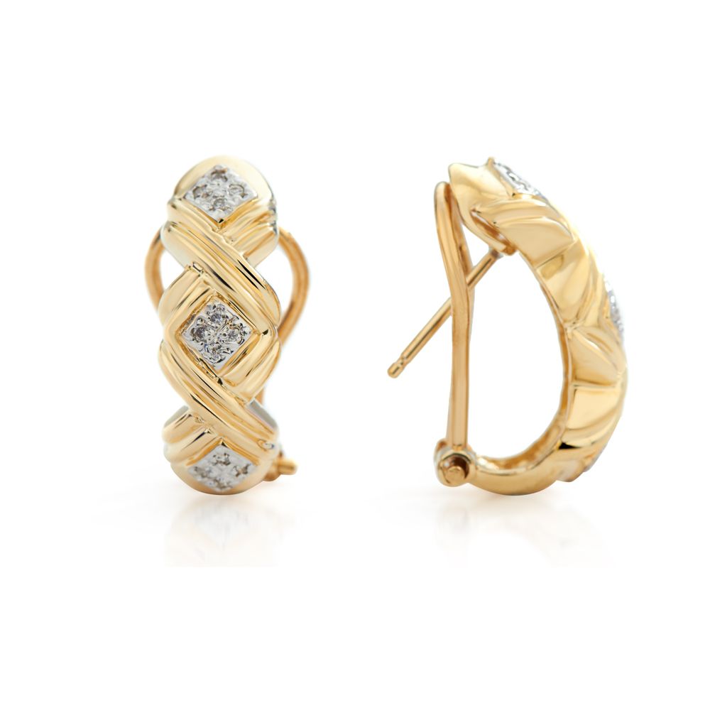 Diamond Crosshatch Earrings in 14K Yellow Gold (0.20ct)