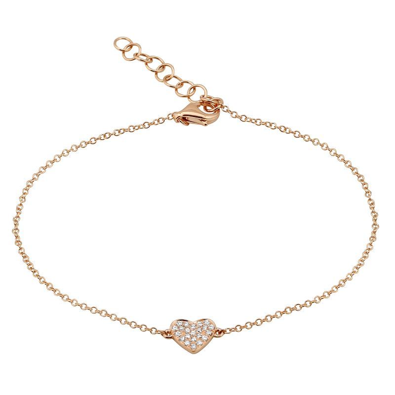Mini Diamond Heart Bracelet in 14K Rose Gold