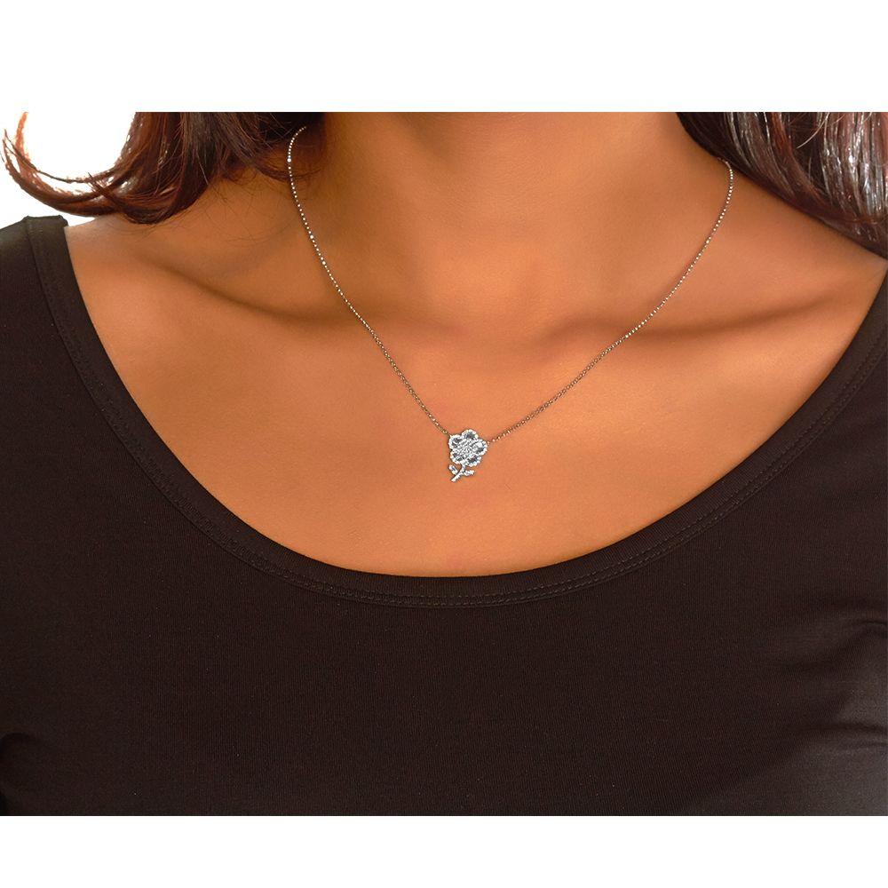 Diamond Flower Necklace in 18K White Gold (0.49ct)