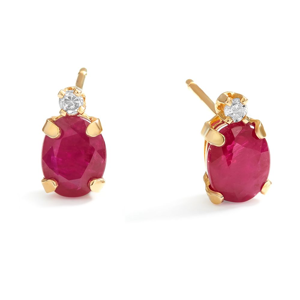 Petite Oval Ruby Studs in 14K Yellow Gold (3mm)