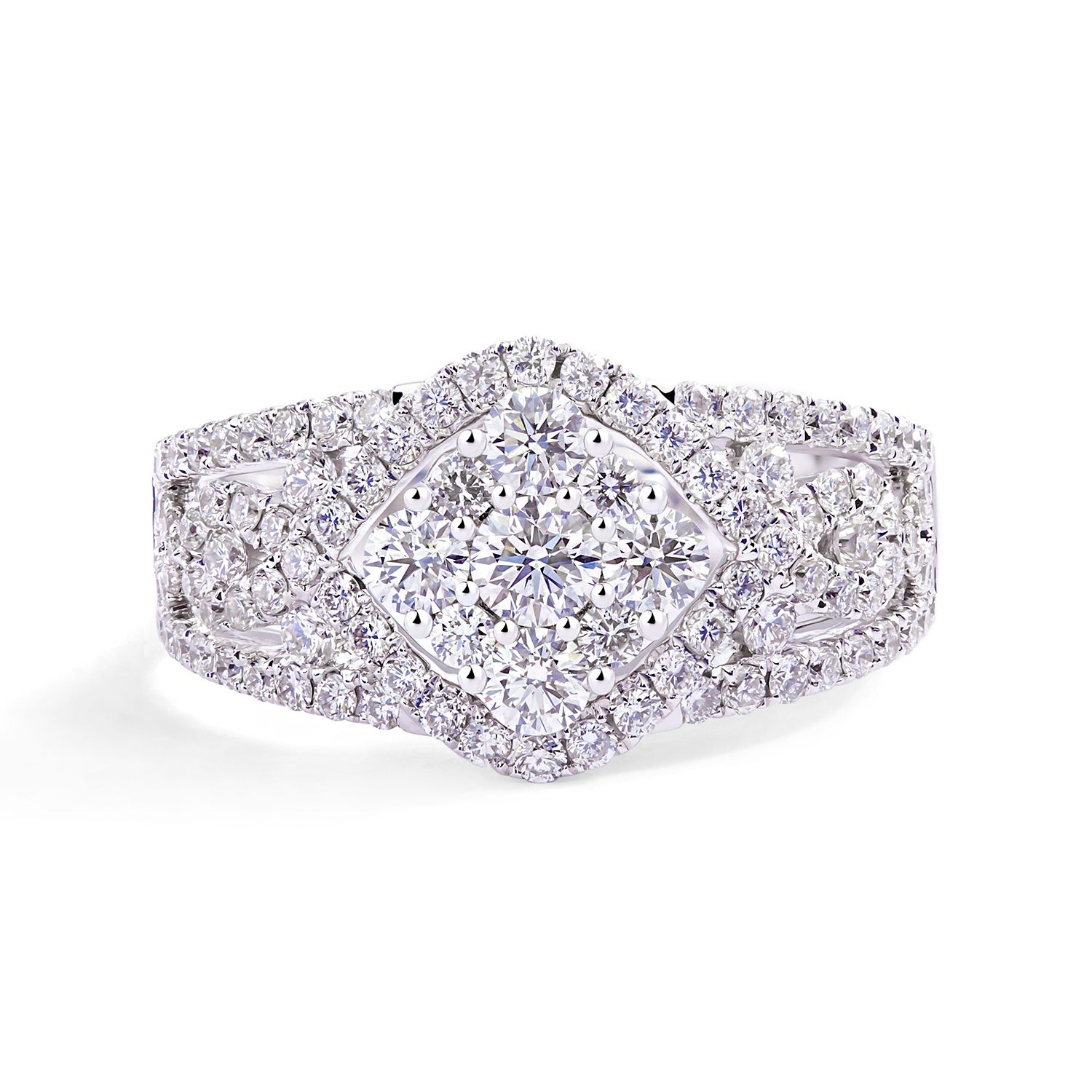 Luxe Round Cluster Ring in 18k White Gold (1.51ct)
