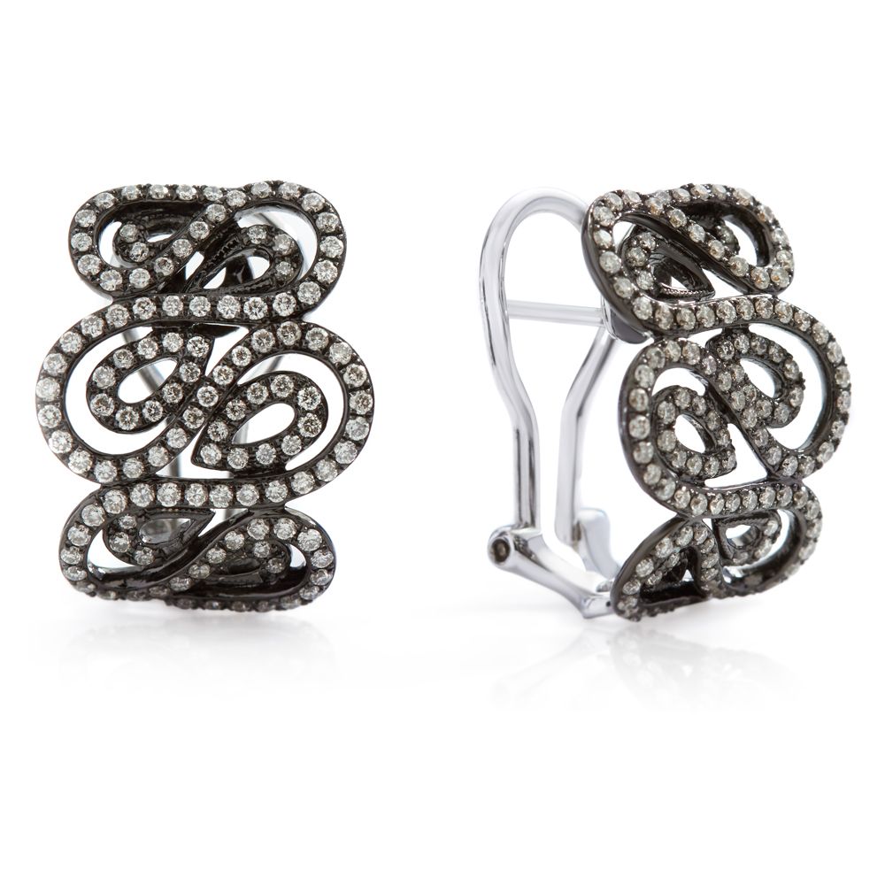 Diamond and Black Rhodium Plated Earrings in 14K White Gold (1.09ct)