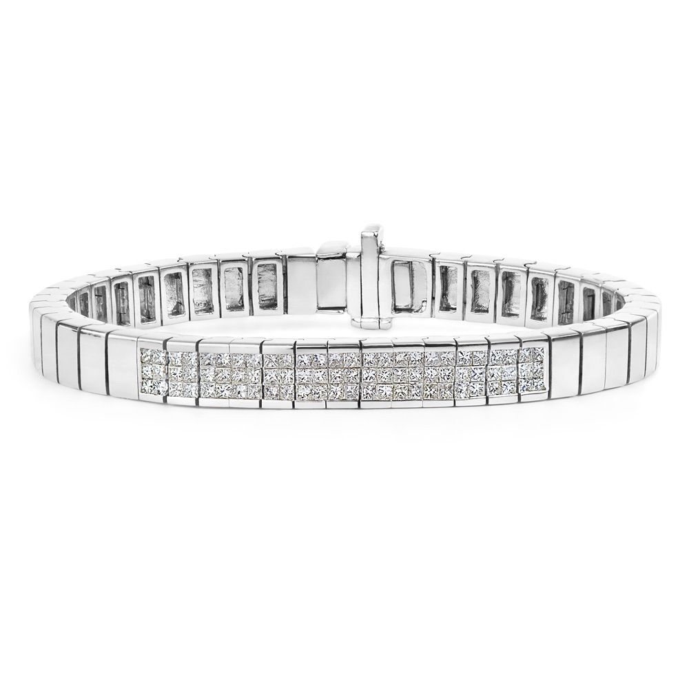 Men's Solid Gold Diamond Bracelet in 14k White Gold (2.65ct)