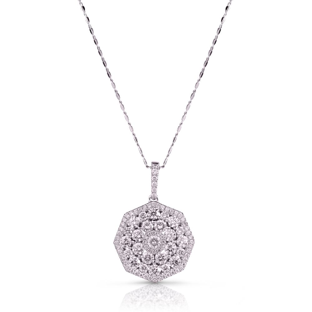 Diamond Octagon Pendant in 18K White Gold (1.56ct)