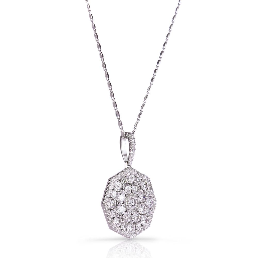 Diamond Octagon Pendant in 18K White Gold (1.56ct)