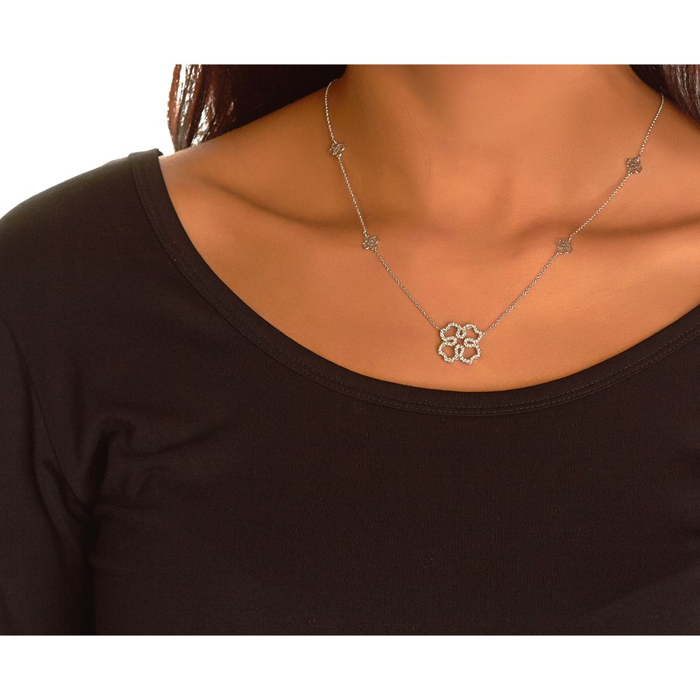 Diamond Clover by the Strand Necklace in 14K White Gold (0.42ct)