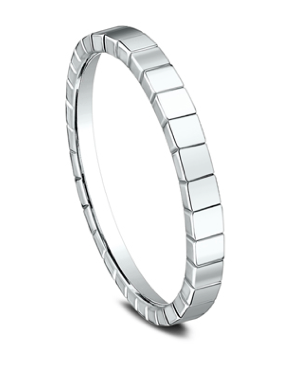 Polished Square Design Stackable Ring in 14k White Gold (2mm)