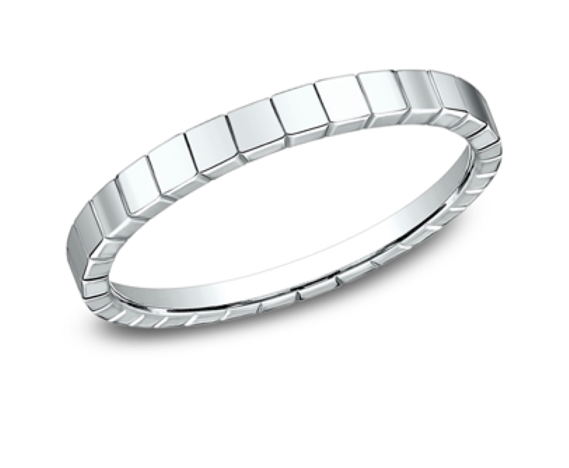 Polished Square Design Stackable Ring in 14k White Gold (2mm)