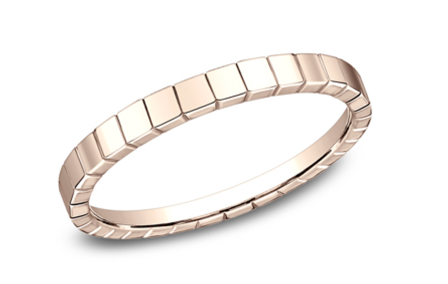 Polished Square Design Stackable Ring in 14k Rose Gold (2mm)