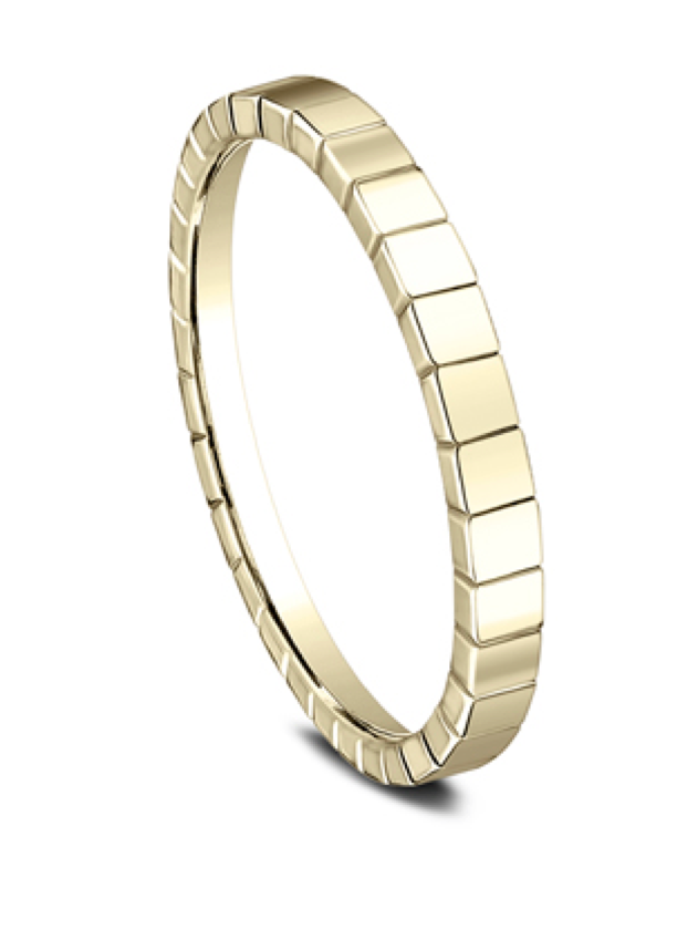 Polished Square Design Stackable Ring in 14k Yellow Gold (2mm)