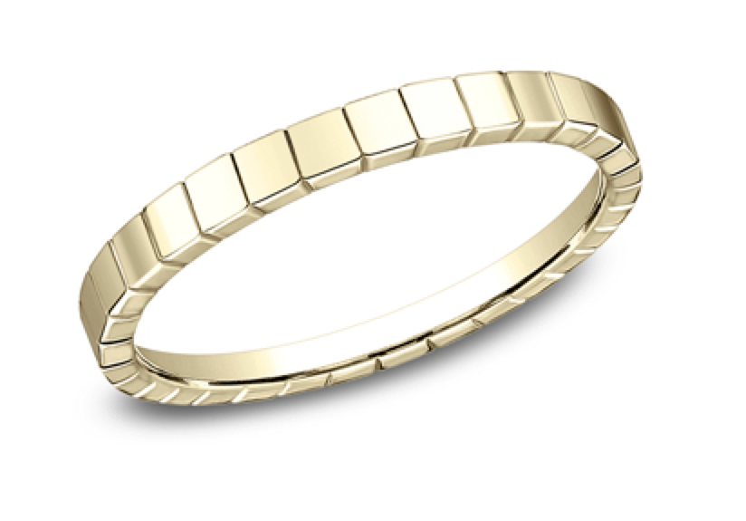 Polished Square Design Stackable Ring in 14k Yellow Gold (2mm)