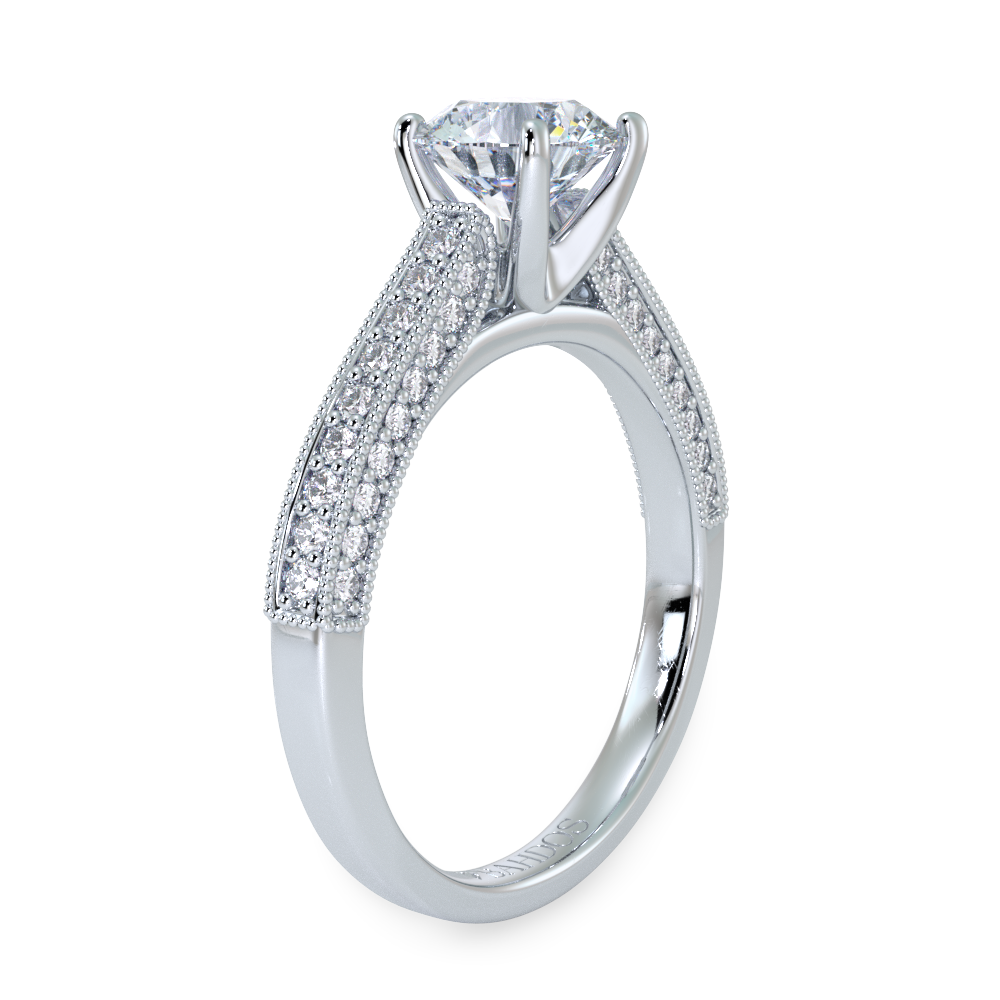 3-Sided Vintage Milgrain Diamond Engagement Ring