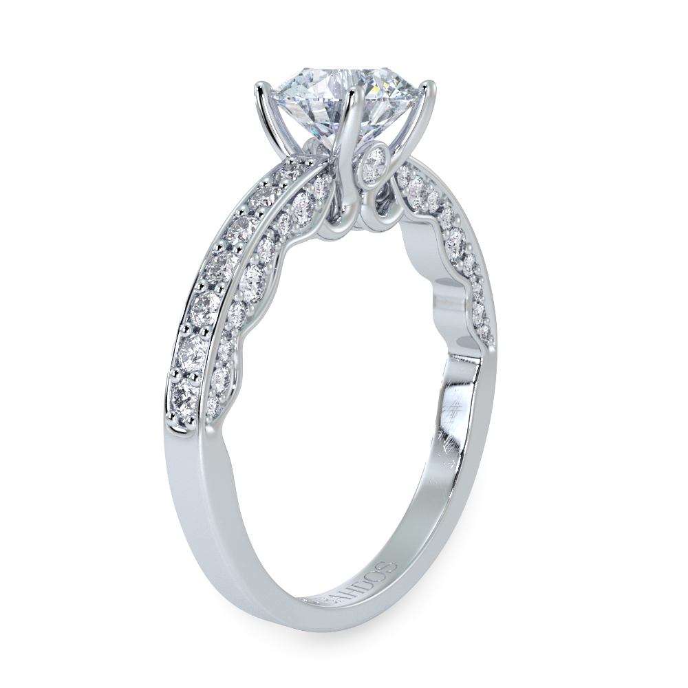 3 Sided Diamond Vintage Cathedral Engagement Ring