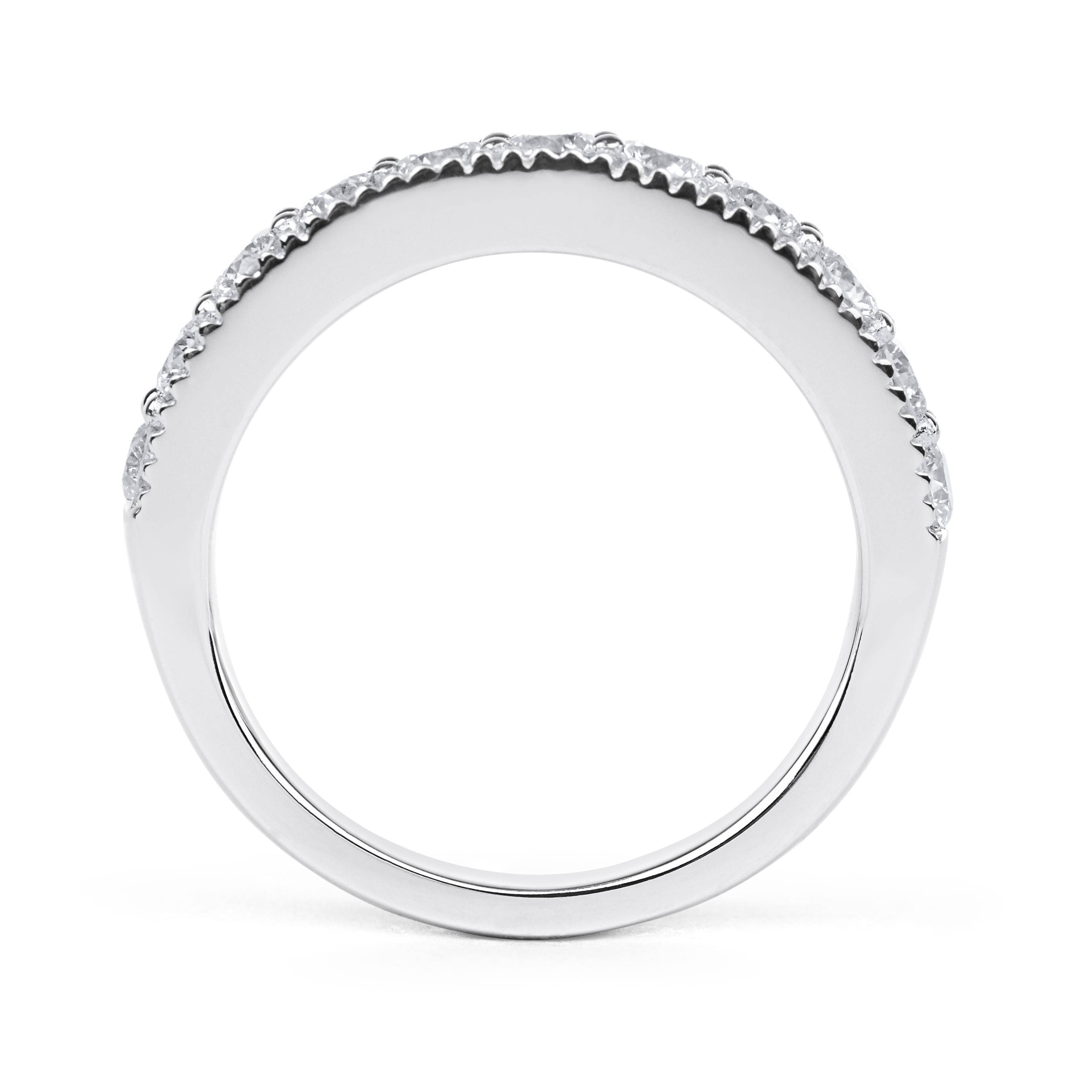 1/2-Way Diamond Wedding Milgrain Ring in 18K White Gold (0.88ct)