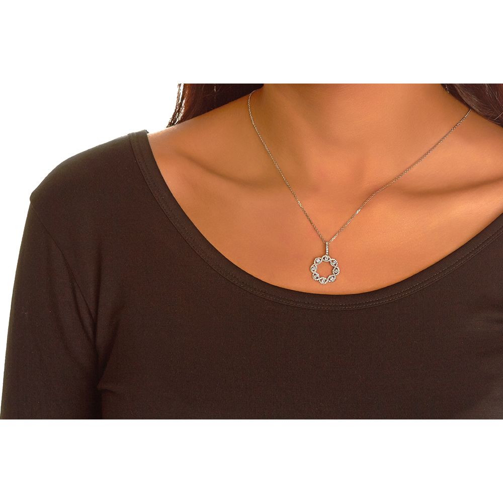 Diamond Circle Infinity Pendant in 18K White Gold (0.70ct)