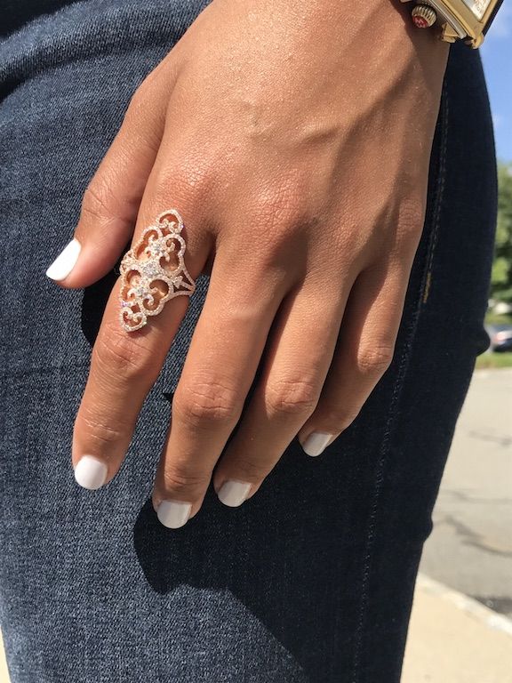 Diamond Scroll Victorian Pointer Ring in 18k Rose Gold (1.67ct)