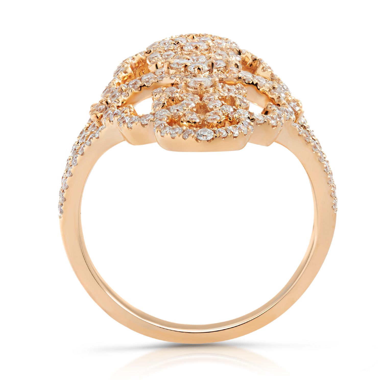 Diamond Scroll Victorian Pointer Ring in 18k Rose Gold (1.67ct)