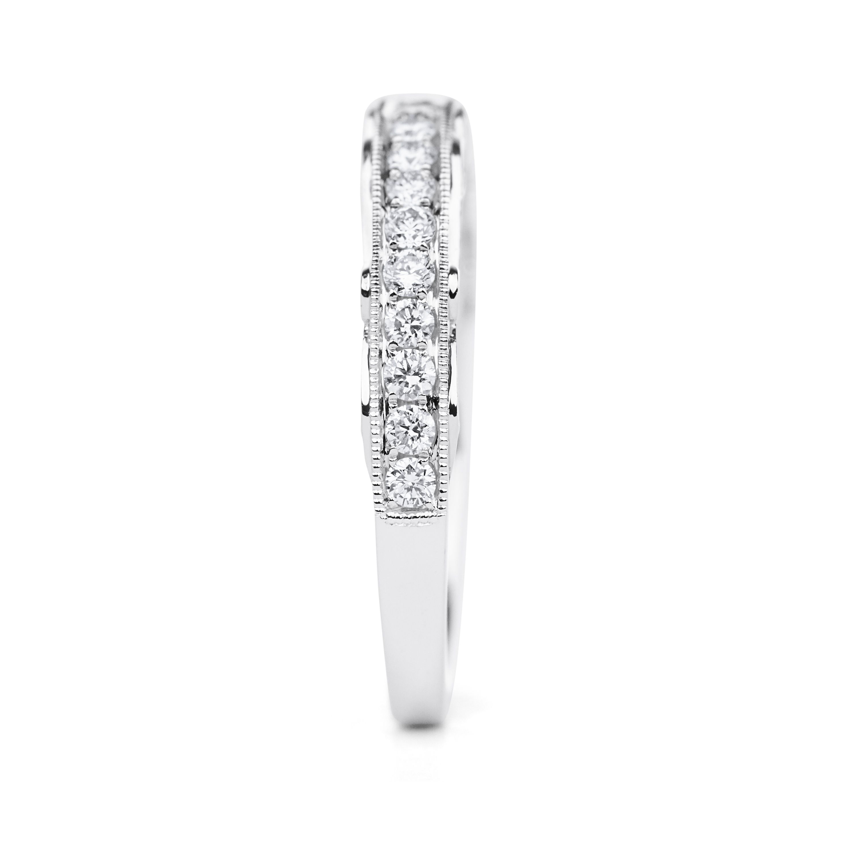 Diamond Wedding Band with Scroll Detail in 18K White Gold (0.34ct) 