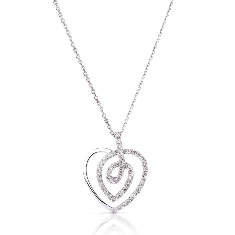 Swirling Diamond Heart Pendant in 14K White Gold (0.32ct)